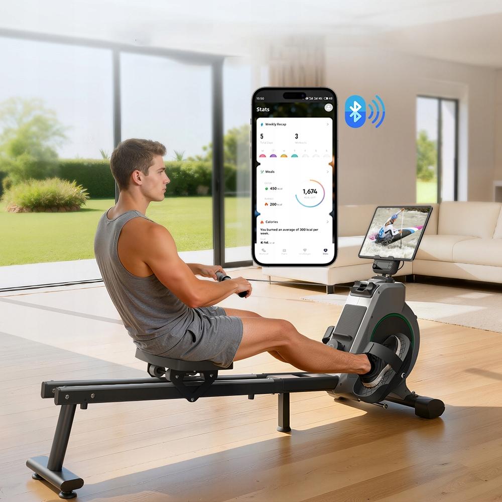Magnetic rowing machine QK530-DZ KZYNTH Crane LCD Double track Professional 16 levels app