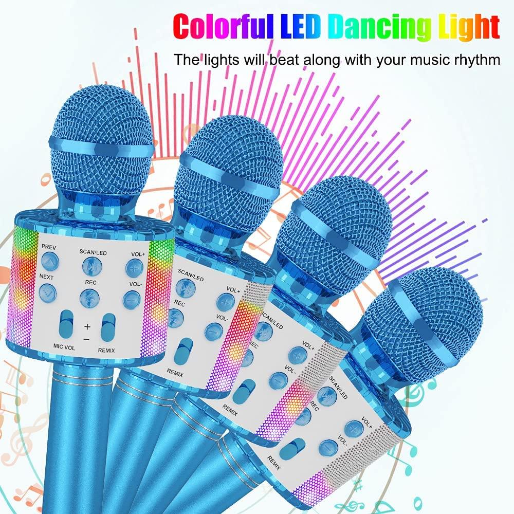 Беспроводной микрофон для караоке, детский микрофон для караоке со светодиодной танцевальной подсветкой, Bluetooth-микрофон для детей, девочек и мальчиков, пение на вечеринке