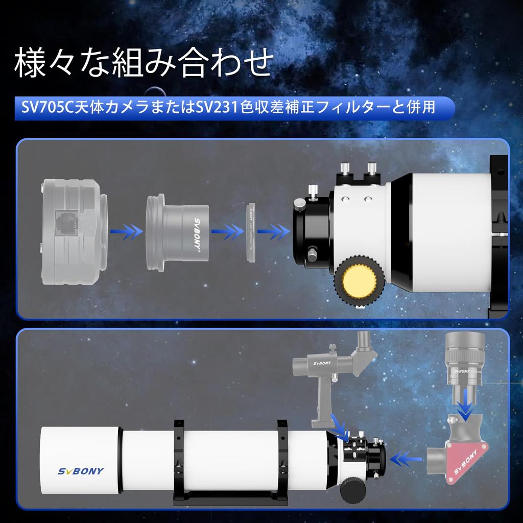 SVBONY SV48P Astronomical Telescope 102mm Large Aperture Tube OTA Refractor Telescope Focal Length 663mm FMC AR Coating Dual Speed Focus for