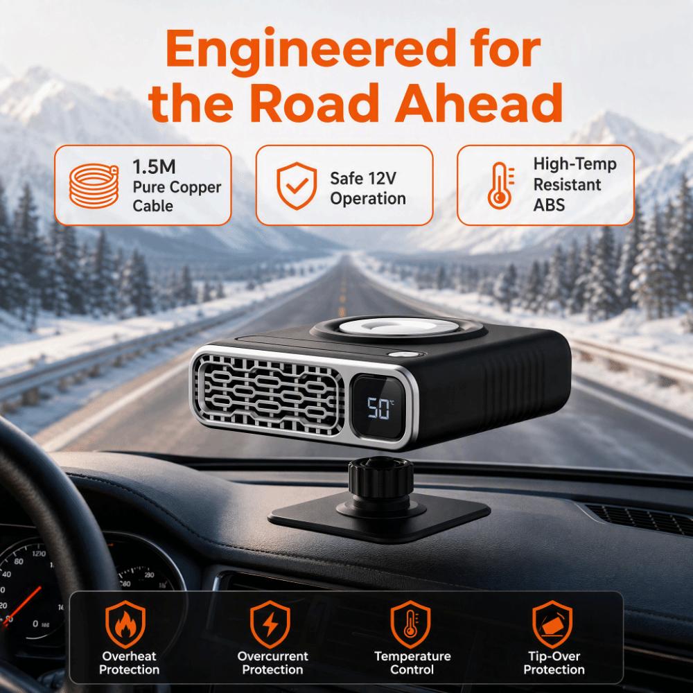 Digital‑Display Fast Heating Car Warmer Fast Heating Digital-Display 12V Car Heater Car