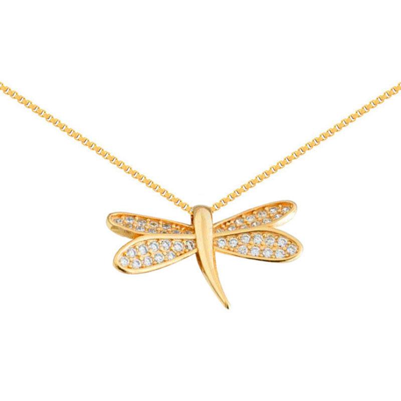 ANENJERY Zircon Dragonfly Necklace Ladies Elegant Clavicle Chain Korea Fashion Jewelry Gift
