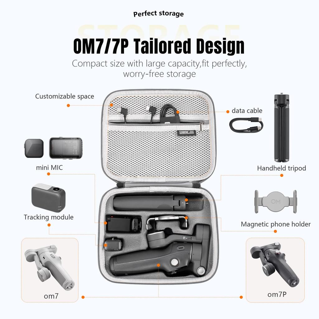 Coyktonty Osmo Mobile 7 Mobile 7 Storage Waterproof Carry Case for DJI OM 7 Waterproof Portable Storage Shoulder Bag Travel Case for DJI OM 7 Gimbal
