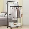 1 шт. Передвижная вешалка для одежды для спальни, напольная, с двойной штангой, органайзер-полка с нижней полкой и боковыми крючками для хранения пальто и шляп