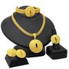 24K Gold Plated Dubai Necklace Earrings Ring Bracelet Set Indian Bridal Jewelry AXYD