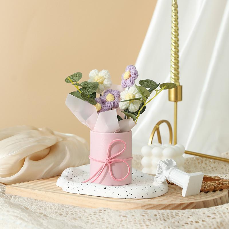 Diy Маленький Свежий Сладкий Упаковка Подарочный Вязаный Плюшевый Слоеный Букет Цветов Ручной Работы Многоцветный