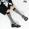 Клетчатый Харадзюку Уличный стиль Шахматная клетка Корейский стиль Носки Чулки Хлопок Женский Трикотаж