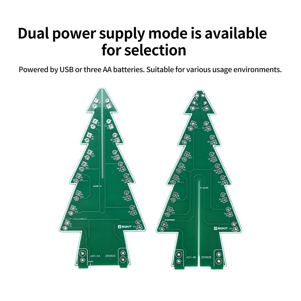 3D Christmas Tree LED DIY Kit LED Flash Circuit Kit Electronic Welding Fun Suite 7 Color PCB Welding Free DC 4.5-5V