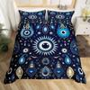 Eyes Comforter Cover Bohemian Hippie Water-Drop Duvet Cover Boho Eyes Nazar Amulet Bedding Set Mysterious Blue Eyes Quilt Cover
