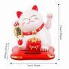 Solar Powered Fortune Cat Figurine Waving Wealth Waving Hand Cat Ornaments  for Home, Office