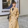 Новый стиль тренчкота для женщин, весна и осень, универсальное повседневное пальто цвета хаки для женщин, длинное выше колена, свободное пальто большого размера
