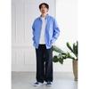 [Магазин Beaming life от BEAMS] Рубашка с длинным рукавом из полиэстера, широкая, обычного цвета, мужская, SAX S_92110375147