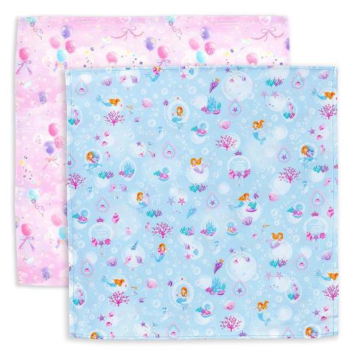 COLORFUL CANDY STYLE Lunch Cloths (45cm x 45cm) for Girls, Set of 2, School Lunch Napkins, Bento Boxes, Standard Square, Mermaid and Pastel Balloon Se