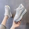 First Layer Cowhide 8cm Hidden Heel White Shoes Women's Spring and Summer New Platform Mesh Surface Breathable Casual Sneaker