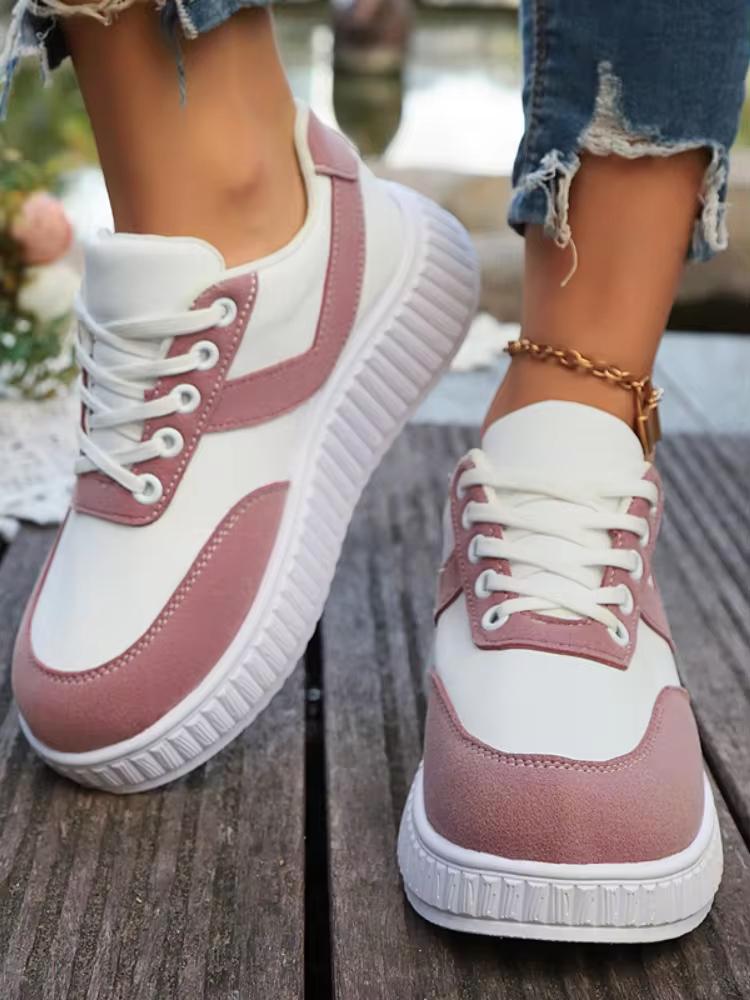 Новые износостойкие повседневные кроссовки с круглым носком и плоским дном для прогулок на весну и лето с толстой подошвой и повышенным комфортом из вулканизированной стали