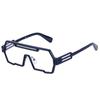 Metal Steampunk Sunglasses Fashion Big Frame UV400 Protection Irregular Square Sun Glasses Punk One-Piece Sun Glasses for Men