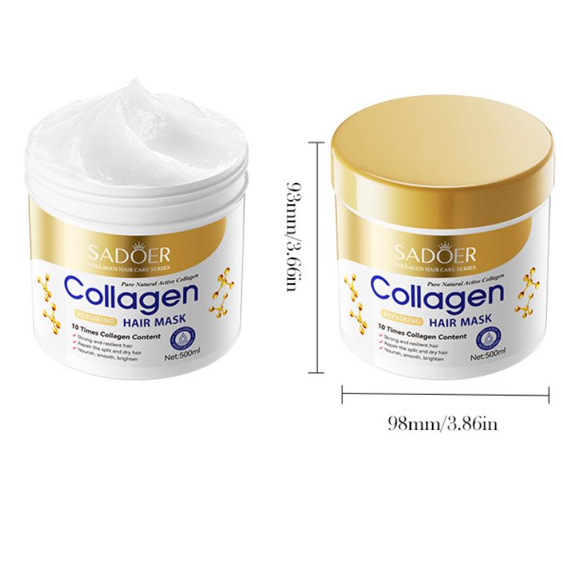 Маска для разглаживания волос Collagen Smooth Hair Mask 500 мл SADOER Питательный пушистый кондиционер