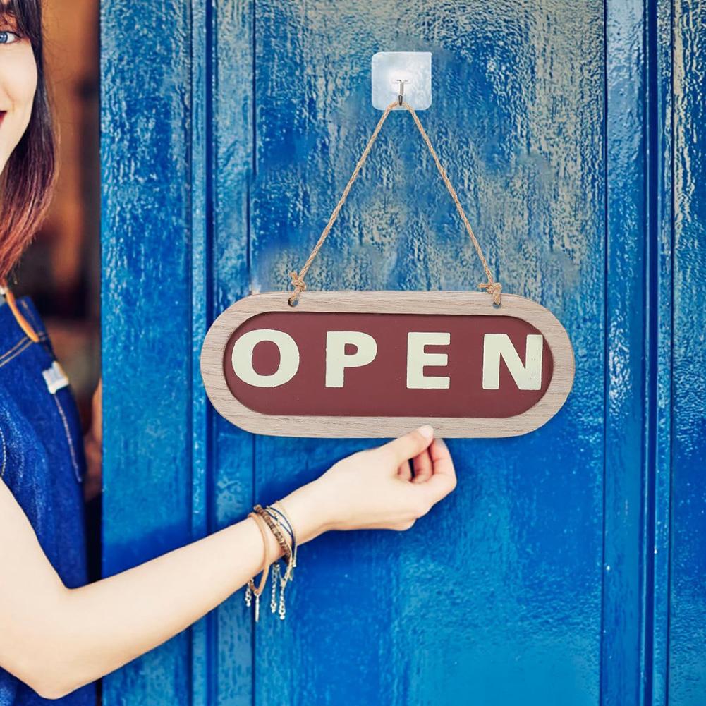 Двусторонний деловой дверной знак с веревкой, деревянный знак «Открыть и закрыть», подвесная бирка для двери магазина, окна