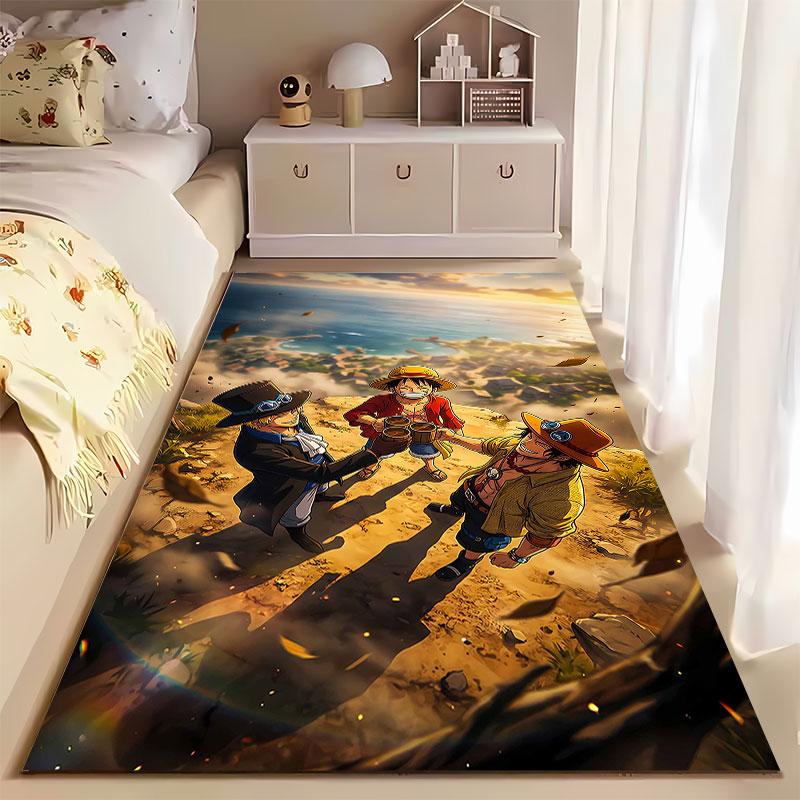 Three Friends Adventure Scene suitable as a non-slip mat for the living room or bedroom sofa