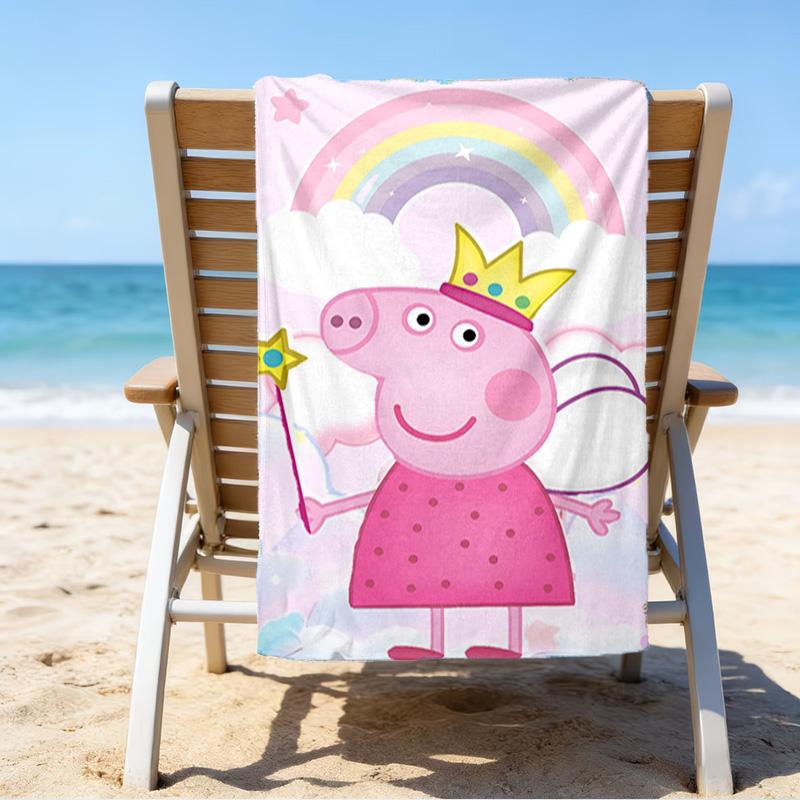 Dance Party With Peppa Microfiber Beach Towel, Lightweight And Quick-Dry, for Summer Travel, Beach Essential, Swimming Pool Outdoor