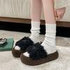 Модные хлопковые тапочки Thi Bot Женские домашние модные универсальные осенне-зимние для улицы Меховые тапочки На каблуке Женские тапочки