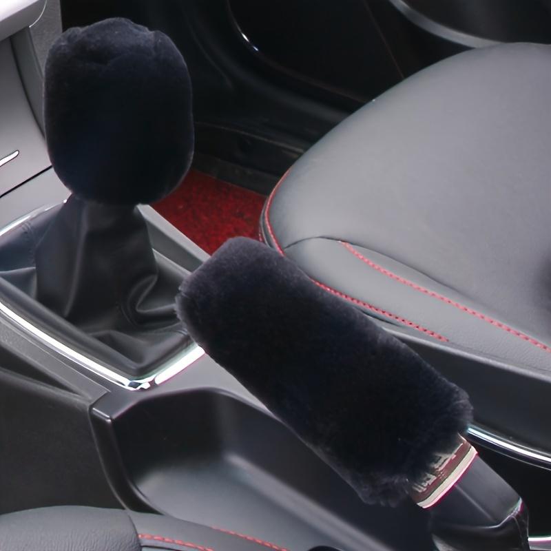 2pcs Car Handbrake Cover & Gear Lever Cover - Plush Winter Insulation, Car Interior Decoration - for Winter Use - Suitable for Car Owners