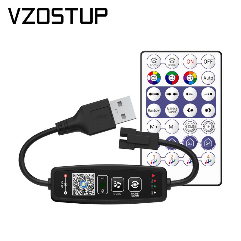 Bluetooth-контроллер светодиодной пиксельной ленты WS2811 WS2812B для лент Dream Color, управление через BT APP, музыкальное управление, пульт дистанционного управления на 28 клавиш
