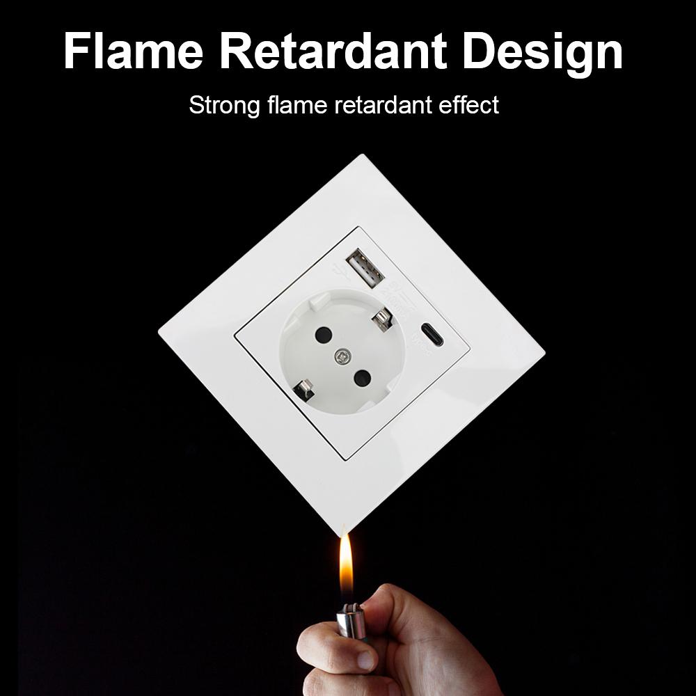 Электрическое настенное зарядное устройство, адаптер, немецкая розетка, розетки, стандарт ЕС, 16 А, с usb-портом для зарядки типа C, панель ПК