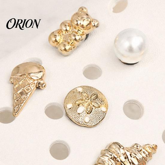 Faux Pearl Shoe Charms 6Pcs/Set Gold-Tone Charms, Summer Ice Cream Shell Starfish Charm for Clogs Women Girls Beach Footwear Decor Accessories