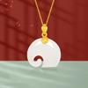 Elephant Hetian Jade Necklace Women's Light Luxury Niche Design Sense Fu Character Stainless Steel Clavicle Chain Fu Xiang Necklace