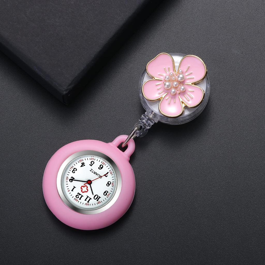 Lancardo Медсестра Часы Часы Медсестра Силиконовые Часы Карманные Часы Клип Растягивающиеся Милые Цветочные Женские Аналоговые Часы Карманные Часы