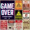 Забавные винтажные металлические жестяные таблички 'Game Over' Предупреждение 'Токсичный человек' Настенное искусство для дома, бара, гаража Декор Ретро юмор Наборы табличек