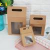 6Pcs Hot Kraft Paper Kids Gift Paper Gift Package Clear PVC Window Candy Wrapping Bag Present Case