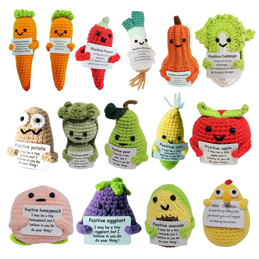 Mini Positive Potatoes with Positive Card Creative Potato Dolls Inspirational Crochet Dolls Home Room Party Decoration