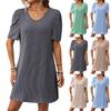 Женские модные однотонные повседневные платья с круглым вырезом и коротким рукавом в полоску