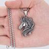 Fashion Trendy Pony Accessories Titanium Steel Zodiac Horse Pendant Retro Unicorn Pendant Necklace