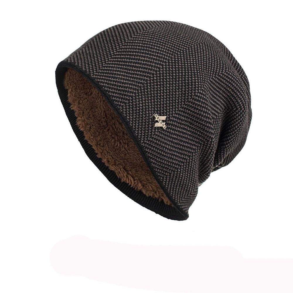 Unisex Cotton Wool Hat Skullies Men's Knitted Hat Winter Warm Hat Casual Beanies Thick Fleece Hat