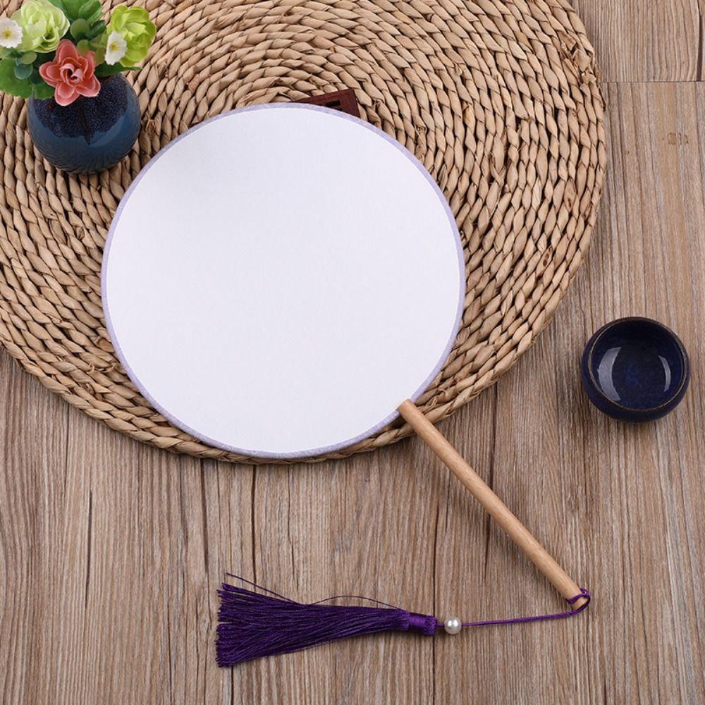 Вышивка Пустой Круглый Ручной Веер Китайский Стиль Деревянный Шелковый Ручной Веер Веер для Танцев Аксессуары для Ханфу