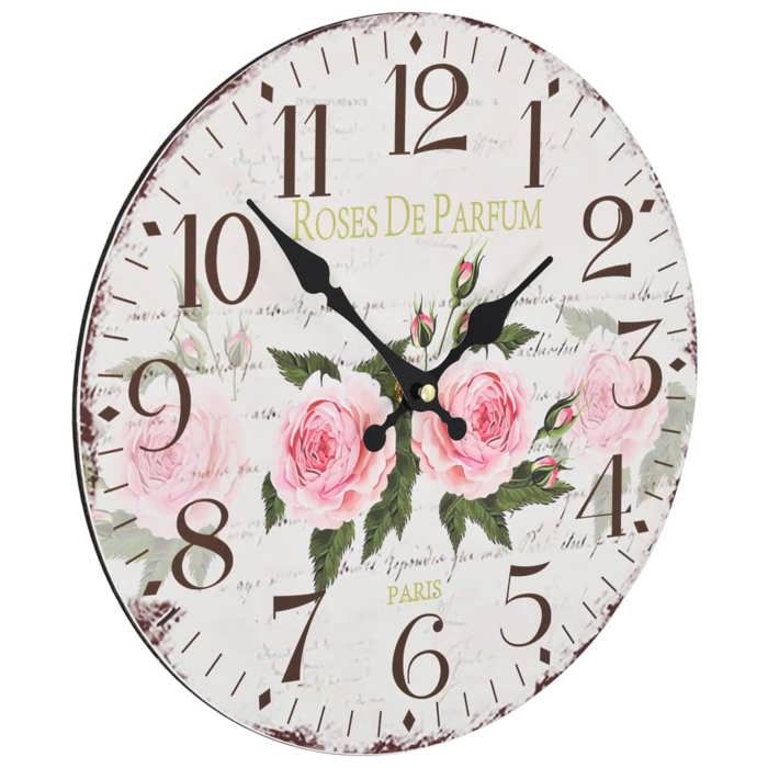 VidaXL Horloge Murale à Quartz Fleur Montre de Salon Pendule de Mur MDF 30 cm Multicolore 50625
