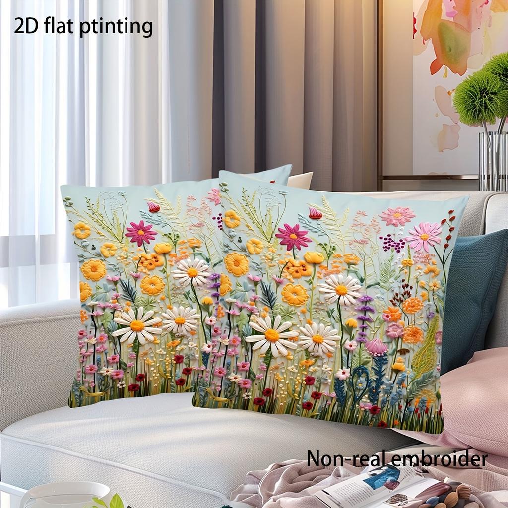 1 шт. наволочка с цветочным принтом Мягкая квадратная наволочка Элегантный винтажный стиль Гостиная Спальня домашнее украшение
