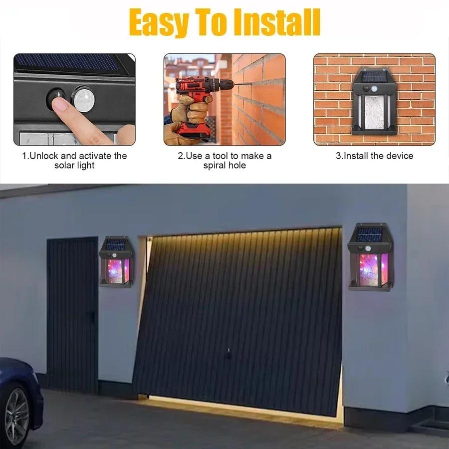 External Led Solar Wall Lamps Motion Sensor Light String Outdoor Waterproof Emergency Lantern Courtyard Garden Decoration Light