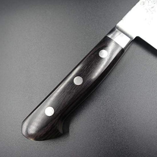 Нож Sensuke Santoku VG10 Дамасская Черная Фанера Нержавеющая 10289, 33-слойный, 165 мм, Рукоятка, Сталь,