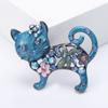 Lovely Enamel Cat Brooch Women Rhinestone Flower Animal Corsage Pins Gifts