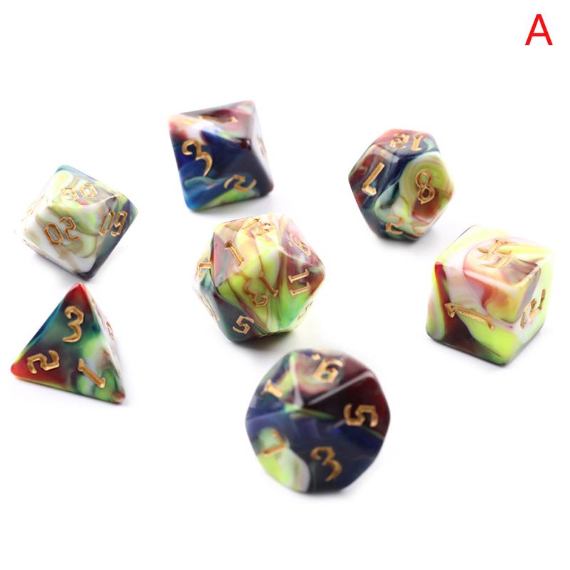 7Pcs/Set Four-Color Multi-Sided Digital Dice Set Running Group Game Dice