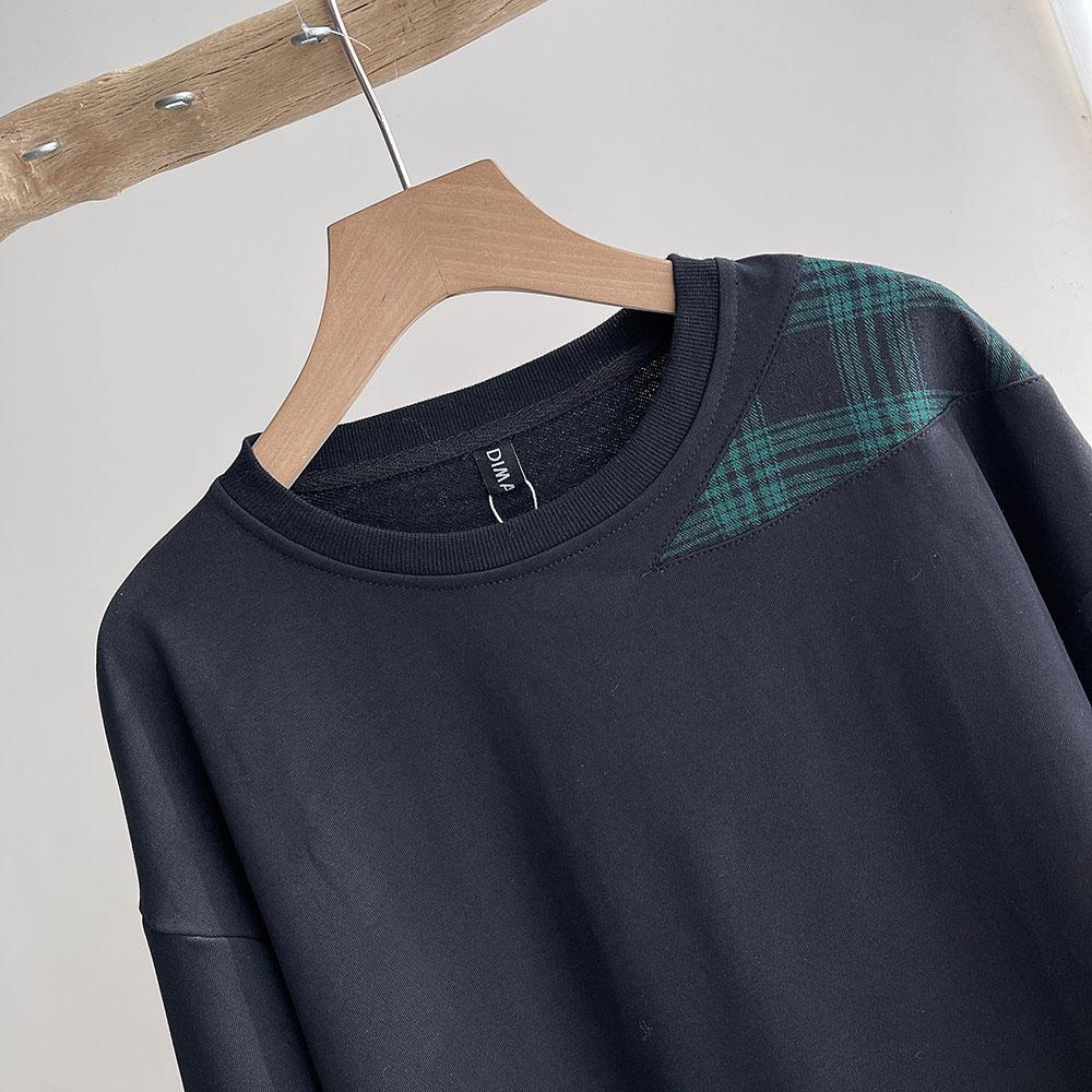 Dimanaf Новинка 2022 года, женские толстовки больших размеров, осенние женские лоскутные пуловеры зеленого и черного цвета в клетку с круглым вырезом, хлопковые свободные корейские топы