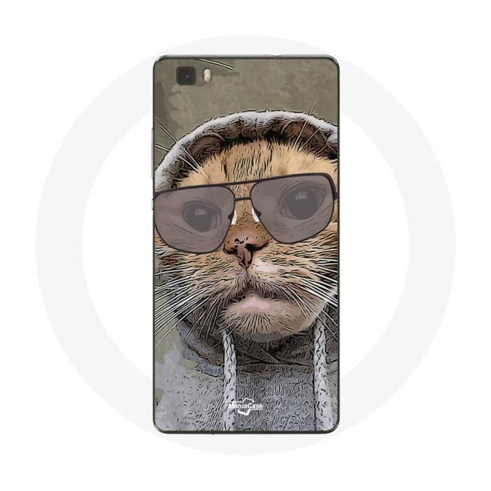 Coque pour Huawei P8 Chat avec une capuche photo drole Animaux