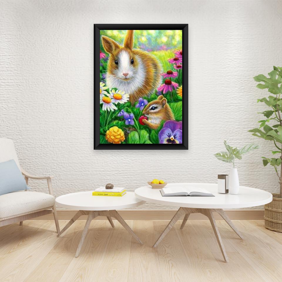 Rabbit DIY 5D Diamond Painting Full Round Drill Animal Diamond Embroidery Cross Stitch Mosaic Kits Wall Art Home Decor Gift