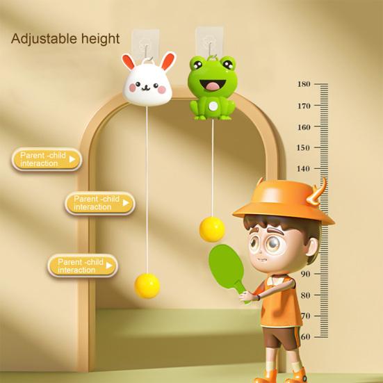 1 Набор Тренажер для тенниса Высокоэластичный Регулируемый по высоте Координация рук и глаз Тренажер для настольного тенниса с мультяшным кроликом для занятий спортом в помещении