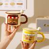 Мультяшная кружка высокой ценности Домашняя чашка для питья воды Офисная керамическая кофейная чашка Милая парная чашка для воды с крышкой и ложкой