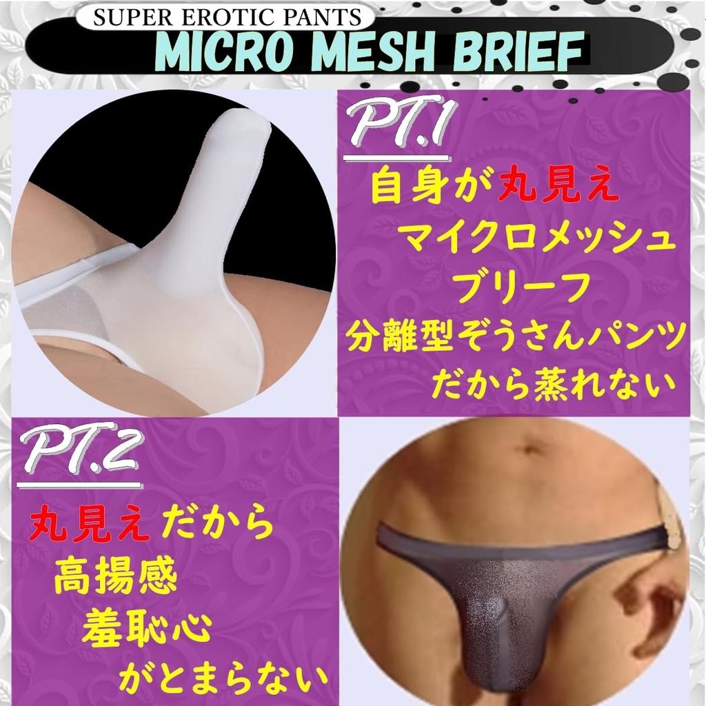 La Transparent Sexy Underwear Micro Mesh Pants Lingerie Elephant Briefs [Heureux Joie] Men's See-Through Men's (XL, PURPLE)