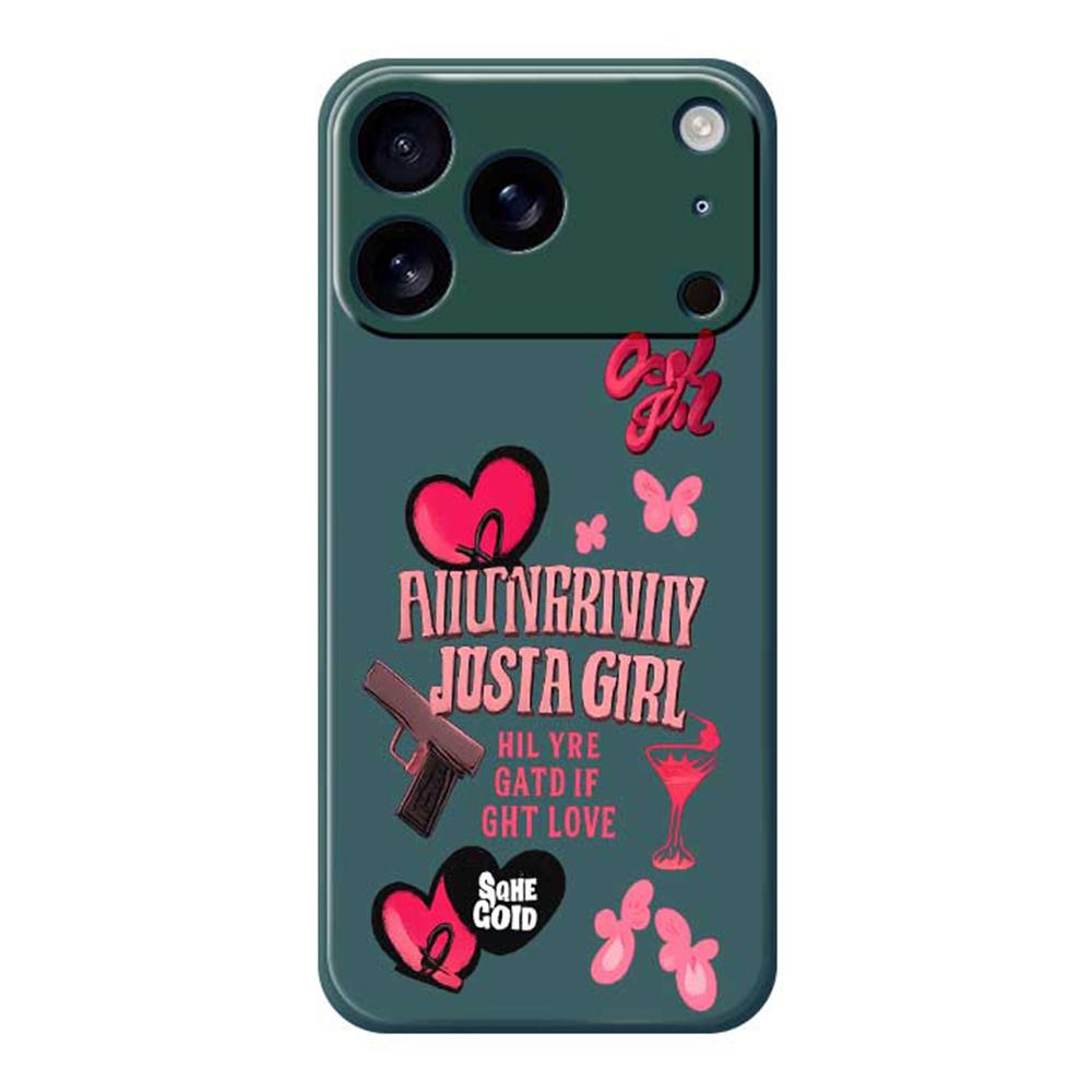 For iPhone 17 Pro Max Case Pink Elements Pattern Printing Straight Edge TPU Phone Back Cover